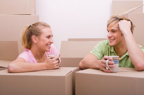Commercial removals team handling office equipment in Surrey